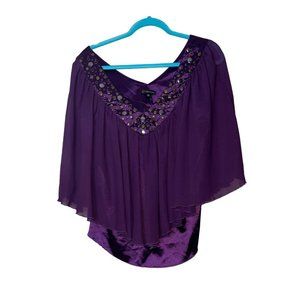 Women’s Vintage  Top Purple v Neck Sz M